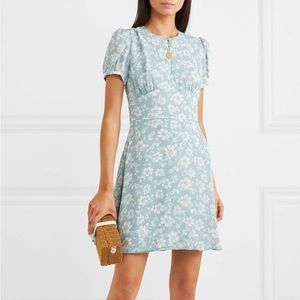 ALEXACHUNG Soft Blue Floral Mini Dress sz US 4